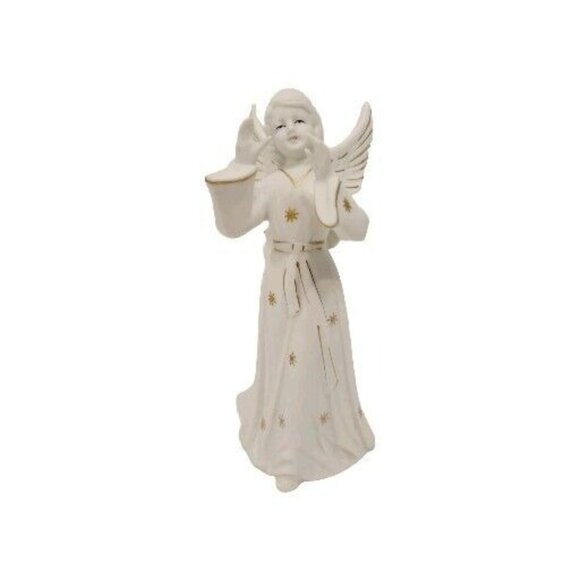 Vtg Schmid Bros White Porcelain Bisque Angel Musical Choir Figurine Japan - Picture 1 of 6